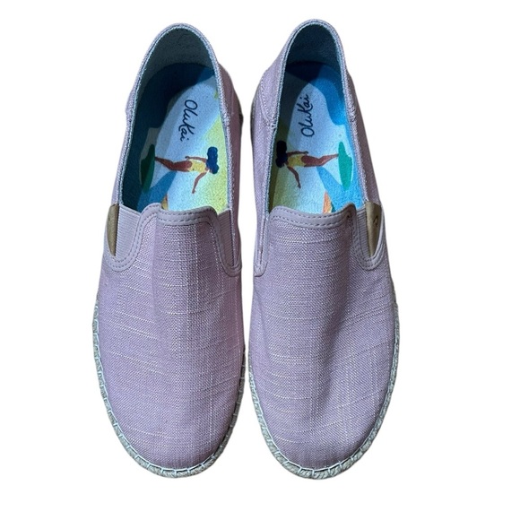 Olukai Pink Rose Sea Salt Kaula Pa’a Kapa Linen Espadrille Drop In Shoe - Picture 4 of 13